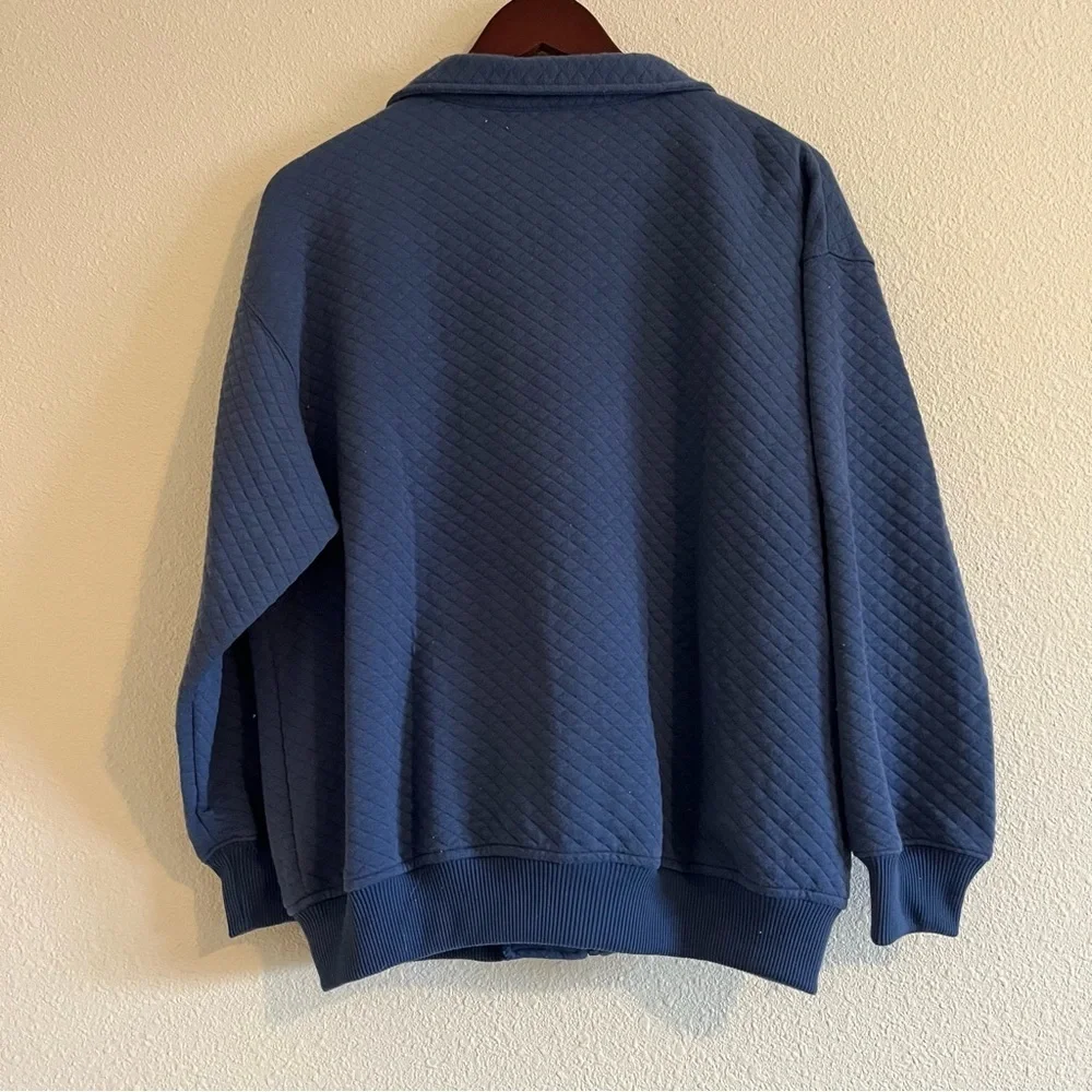 Great Northwest Mens Quilted Blue Zip Up Collar Jacket Size Medium